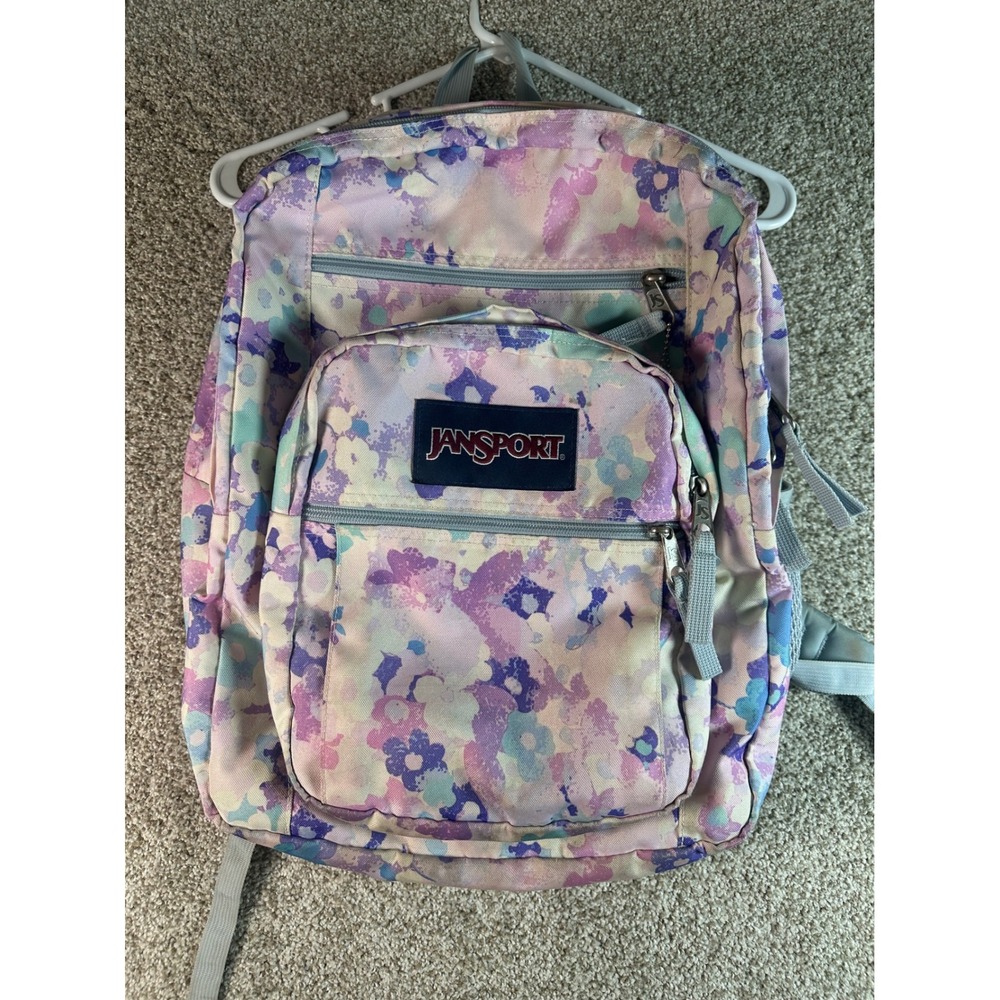 JanSport Big Student Backpack Pastel Watercolor Floral Purple JS0A47JK